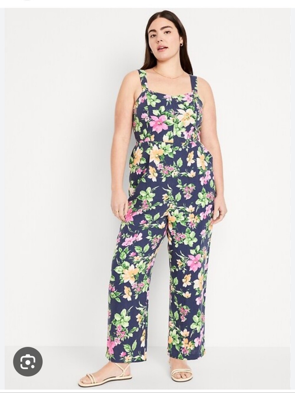 Old Navy Navy Floral Wide-Strap Cami Jumpsuit